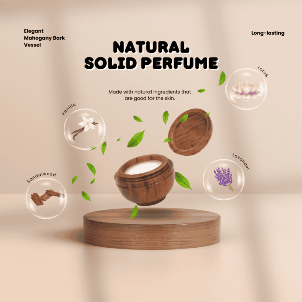 solid perfume inside a hand made rosewood round container